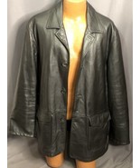 Barneys New York Mens XL 4 Button Black Leather Jacket Coat Made In Italy - £309.76 GBP