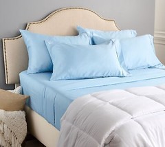 Home Reflections 1000TC Cotton Blend Sheet Set w/ Extra Cases in Blue Queen - £155.54 GBP