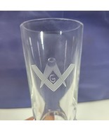 Masonic Freemason Masons Firing Glass Crystal Hand Engraved Fluted Base - $46.34