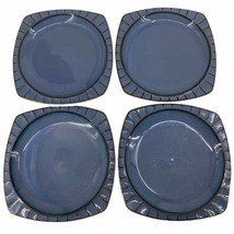Set 4 VTG Sango Society Eggplant Dinner Chop Plate 6984484 Square 4702 blue - $467.30 MXN