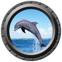 Dolphin Jumps - Porthole Wall Decal - $14.00