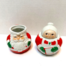Vintage 1983 Avon Ceramic Christmas Santa and Mrs Claus Creamer Sugar Set of 2 - $19.53