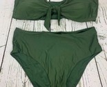 Womens High Waisted Bikini Tie Knot High Rise Two Piece Swims XL Green - $33.25