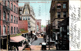 Westminster Street Providence Rhode Island Undivided Back Postmareked 1908 - £12.55 GBP