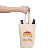 Retro Outdoor Wine Tote Bag - 100% Cotton Canvas - Holds 2 Bottles - £25.15 GBP