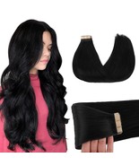 GOO GOO Tape in Hair Extensions Human Hair 1 Jet black 20inch 50g 20pcs ... - $72.79