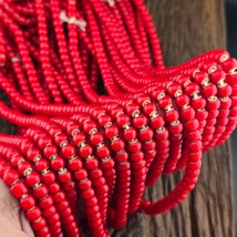 7.5-7.8mm Venetian White Heart Red Glass Beads 24&quot; long Strand - $280.26 MXN