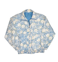 Fuda International Silk Jacket Womens M Floral Zip Warm Up Windbreaker aop - $32.85