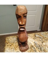 Vintage Solid Wooden Hawaiian Tiki Art Statue Figure Hand Carved Unmarked - £97.31 GBP