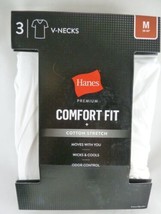 Hanes Premium Comfort Fit V Neck T-Shirt 3 M cotton Stretch Cools odor control - £13.12 GBP