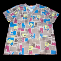 Nickelodeon Women Scrub Top Shirt Medium Sponge Bob SpongeBob Squarepant... - £15.09 GBP