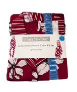 Flora Nikrooz Size Large 10 12 Pajama Set Notch Collar Floral Stripe Lon... - $369.90 MXN