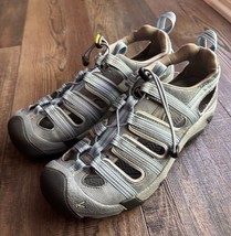 KEEN Mens 9 Women&#39;s 11 Hiking Trail Light Blue Waterproof Sandals - $20.11
