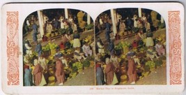 Stereo View Card Stereograph Market Day In Singapore India - £3.69 GBP