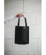 Hand Made Leather Tote Bag for Women, Black Soft Leather Tote with Zipper - £77.84 GBP