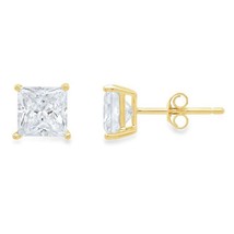 1CT Simulated Diamond Solitaire Stud Earrings 14k Yellow Gold Plated Silver - £55.13 GBP