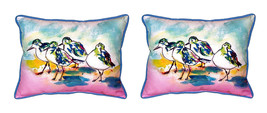 Pair of Betsy Drake Pink Sanderlings Large Indoor Outdoor Pillows 16 X 20 - £70.10 GBP