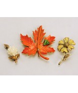 3 Vintage Sweater Pins, Assorted Flowers &amp; Leaves, Fashion Jewelry, #JWL... - £15.51 GBP