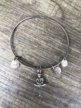 ALEX AND ANI Buddha Adjustable Wire Bangle Bracelet Rafaelian Silver Pre... - $19.48