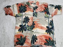 Ocean Current Hawaiian Shirt XL Palm Trees Sunset Sunrise Mountains Seag... - $6.06