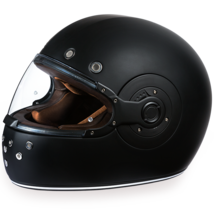 Daytona Retro Matte Dull Black Full Face Motorcycle Helmet (XS - 2XL) - £113.46 GBP
