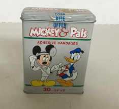 Mickey and pals adhesive bandages in metal  tin with Mickey Donald graphics - $19.75