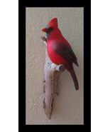 Cardinal on Wooden Log Perch Wall Hanging 10&quot; - $27.86 CAD