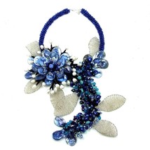 Blue Lotus Paradise Dyed Mother of Pearl Necklace - £68.21 GBP