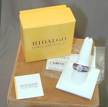Hidalgo Sterling Purple Guilloche Enamel CZ Ring 9 Large Center Stone In... - $130.29 CAD