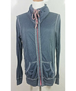 Maurices Womens Jacket Medium Blue Lightweight Zip Up Rainbow Tie Active... - $9.99