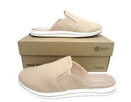 Clarks Cloudsteppers women&#39;s Breeze Shore Mule, Taupe Canvas Cushioned S... - $32.50
