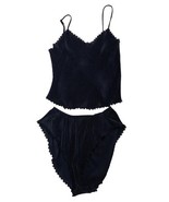 Vintage Maidenform Cami Top &amp; Panties Set 6 Hi Cut Lingerie Black Pleate... - $119.99