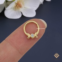 Ella 14K Gold Septum Nose Ring in with Natural Diamond Daith Piercing ea... - €192,49 EUR+