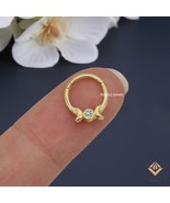 Ella 14K Gold Septum Nose Ring in with Natural Diamond Daith Piercing ea... - $301.73 CAD+