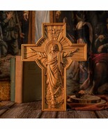 Jesus Crucifix Solid Wood Wall Cross in Natural Wood - $917.28 MXN+