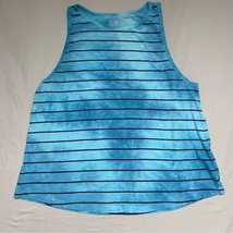 Blue Striped Tank Top Women’s Large Flowy Loose Fit Summer Nautical Preppy - £9.46 GBP
