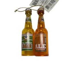 Midwest CBK Amber and Stout Beer Bottle Christmas Ornaments With Tags Man Cave - £5.96 GBP