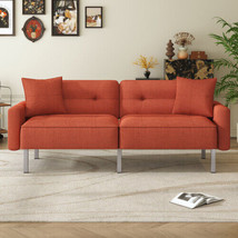 Linen Upholstered Modern Convertible Folding Futon Sofa Bed - £314.62 GBP