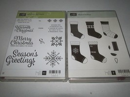 Lot of 2 Stampin&#39; Up Sets -Snowflake Sentiments &amp; Stitched Stockings - £14.94 GBP