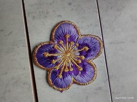 Embroidery Sew Iron On Patch Badge Embroidered Fabric Applique purple Fl... - £3.08 GBP