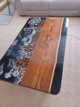Coffee table with Epoxy ocean Acacia wood  handmade thick top. Glossy Finish 48&quot; - £1,868.04 GBP