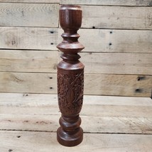 Vintage Hand Carved Wooden Candle Stick Holder 12” Retro Boho - £8.66 GBP