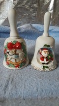 VINTAGE 1985 BISQUE CHRISTMAS BELLS SANTA &amp; HORSE 6 1/2&quot; TALL LOT OF 2 B... - $20.57