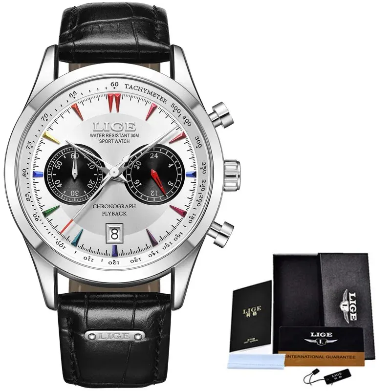 Luxury Brand Leather Sport Watch Men New Chronograph Wristwatch Fashion ... - £55.73 GBP