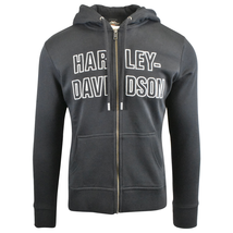 Harley-Davidson Women&#39;s Hoodie Black White Block Text Full Zip (S07) - £33.92 GBP