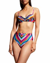 NWT TRINA TURK 10 M swimsuit bikini high-waisted underwire stripe $176 louvre - £69.77 GBP