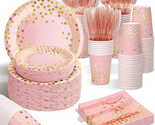 Pink Rose Gold Plates Napkins Party Supplies, 175 PCS Severs 25 Disposab... - $40.11