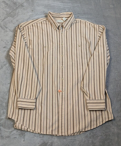 LL Bean Mens Shirt XL REG Striped Oxford  Button Down 100% Cotton Brown ... - £8.70 GBP