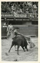 RPPC Mexico Postcard O288 Bullfight Matador Bull Fighter Crowd Real Photo Action - $6.93