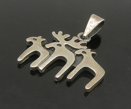 925 Sterling Silver - Vintage Shiny Smooth Moose Family Motif Pendant - PT19531 - £28.08 GBP